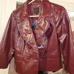 New  burgundy not real leather. polyester lining